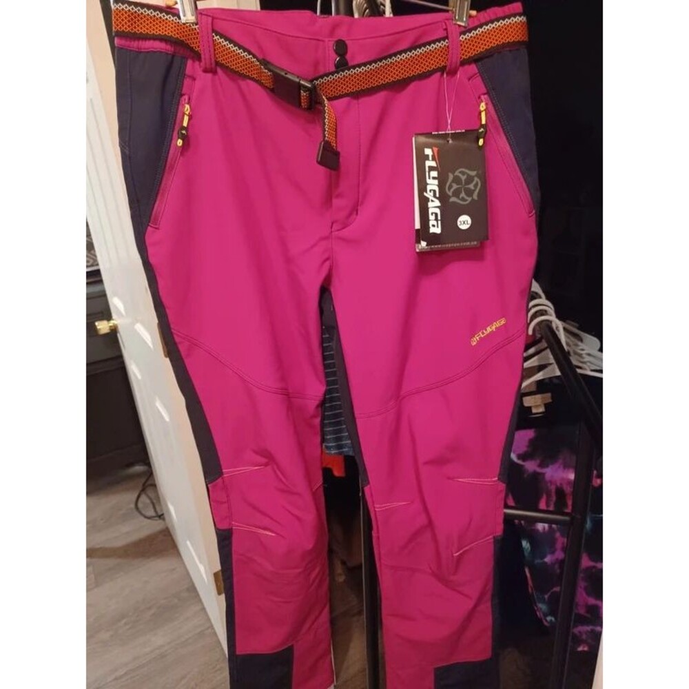 3x (Fits XL)Flygaga  women's winter fleece-lined waterproof hiking and ski pants